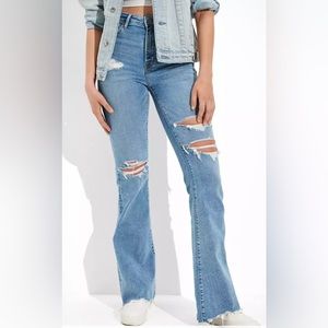 AE Stretch Ripped Super High-Waisted Flare Jean